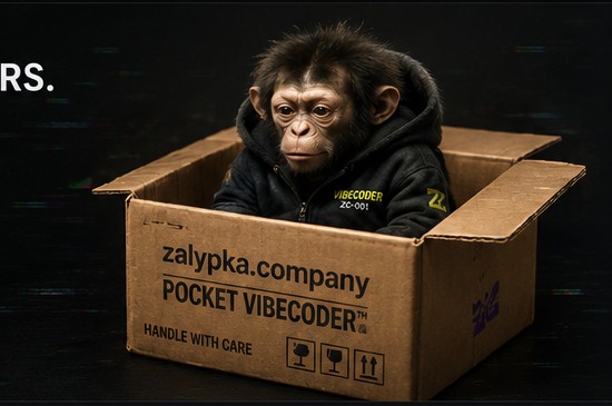 AI-generated Pocket Vibecoder in a cardboard box